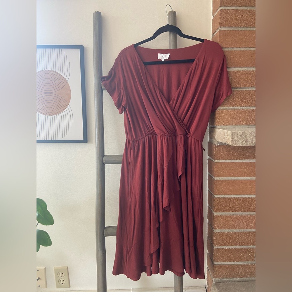 SOMA Weekend - Women’s Faux Wrap Dress in Terracotta - US M